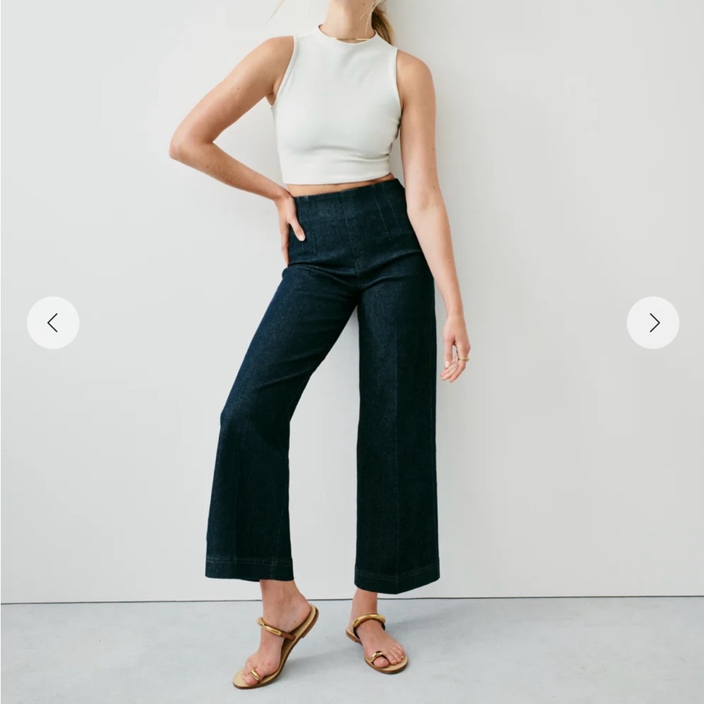 SPANX Zero Waistband Wide Leg Jeans Dark Blue NWT